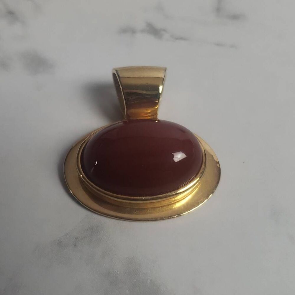 Roman Oval Vintage Roman Jewelry Faux Carnelian Pendant - Picture 3 of 7